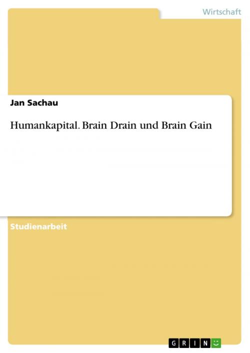 Cover of the book Humankapital. Brain Drain und Brain Gain by Jan Sachau, GRIN Verlag