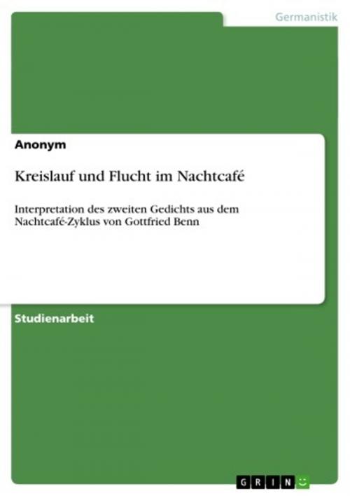 Cover of the book Kreislauf und Flucht im Nachtcafé by Anonym, GRIN Verlag