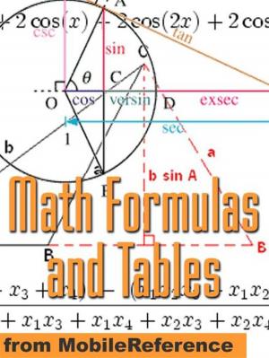 Cover of the book Math Formulas And Tables: Algebra, Trigonometry, Geometry, Linear Algebra, Calculus, Statistics. Tables Of Integrals, Identities, Transforms & More (Mobi Study Guides) by MobileReference