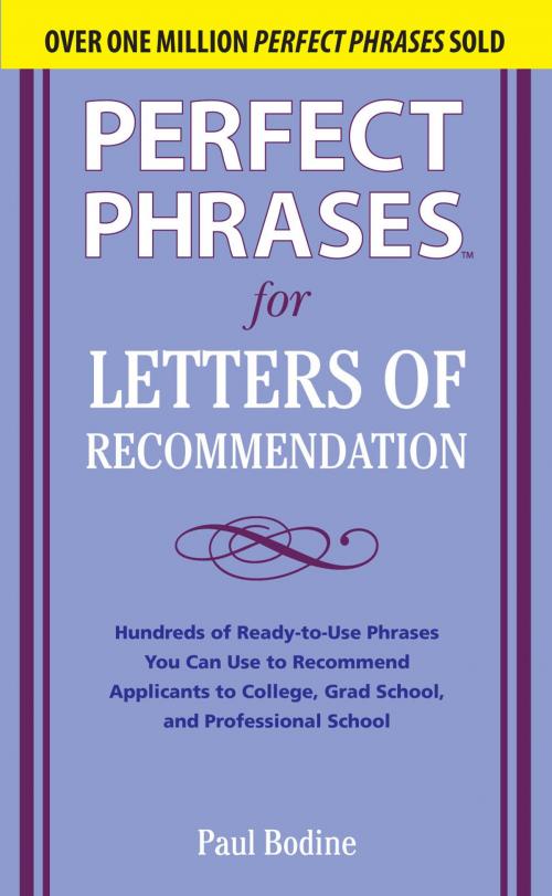 Cover of the book Perfect Phrases for Letters of Recommendation by Paul Bodine, McGraw-Hill Education