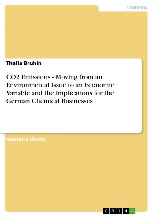 Cover of the book CO2 Emissions - Moving from an Environmental Issue to an Economic Variable and the Implications for the German Chemical Businesses by Thalia Bruhin, GRIN Publishing