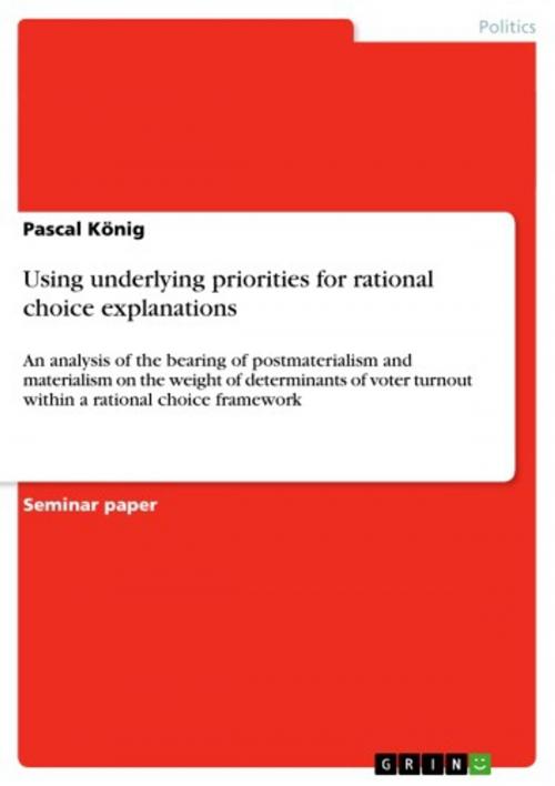 Cover of the book Using underlying priorities for rational choice explanations by Pascal König, GRIN Publishing