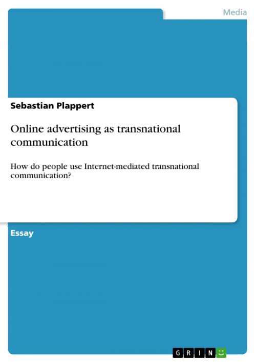 Cover of the book Online advertising as transnational communication by Sebastian Plappert, GRIN Publishing