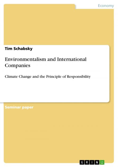 Cover of the book Environmentalism and International Companies by Tim Schabsky, GRIN Publishing