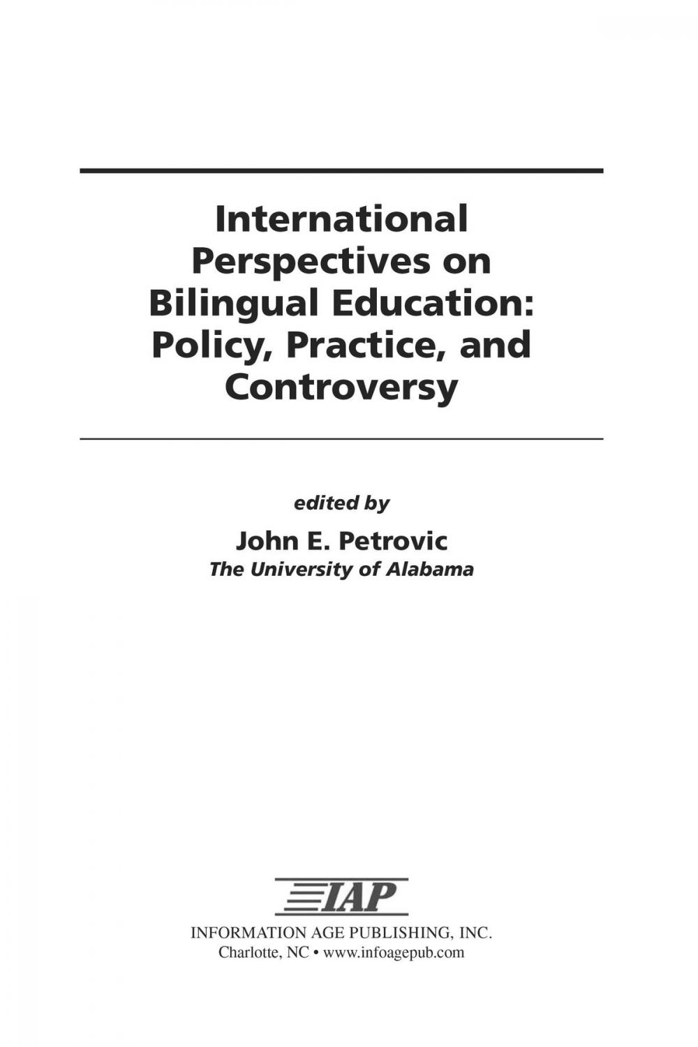 Big bigCover of International Perspectives on Bilingual Education