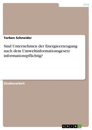 Cover of the book Sind Unternehmen der Energieerzeugung nach dem Umweltinformationsgesetz informationspflichtig? by Jan Niehues