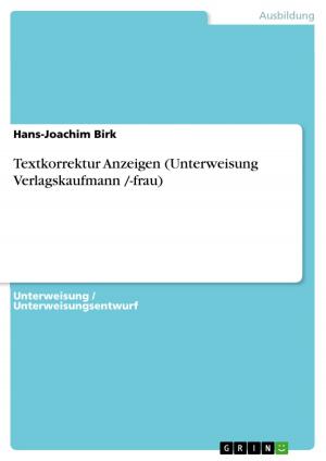 Cover of the book Textkorrektur Anzeigen (Unterweisung Verlagskaufmann /-frau) by Daniel Feldkamp, Janne Peter