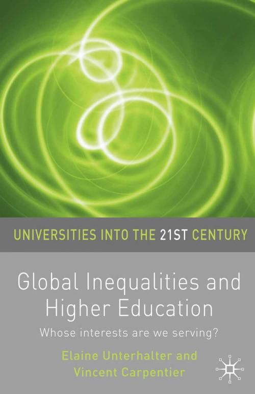 Cover of the book Global Inequalities and Higher Education by Elaine Unterhalter, Vincent Carpentier, Macmillan Education UK