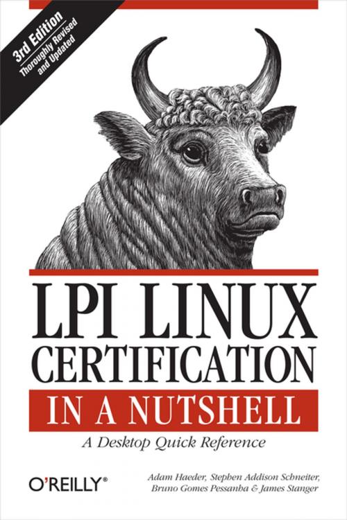 Cover of the book LPI Linux Certification in a Nutshell by Adam Haeder, Stephen Addison Schneiter, Bruno Gomes Pessanha, James Stanger, O'Reilly Media