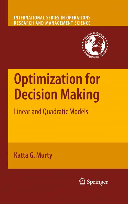 Cover of the book Optimization for Decision Making by Katta G. Murty, Springer US
