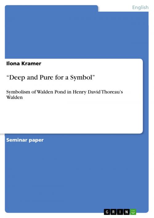 Cover of the book 'Deep and Pure for a Symbol' by Ilona Kramer, GRIN Publishing