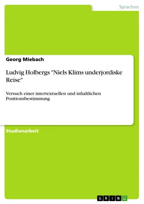 Cover of the book Ludvig Holbergs 'Niels Klims underjordiske Reise' by Georg Miebach, GRIN Verlag