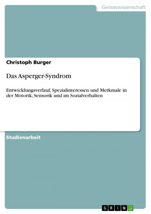 Cover of the book Das Asperger-Syndrom by Christoph Burger, GRIN Verlag