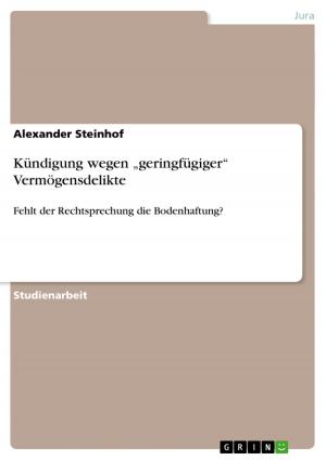 Cover of the book Kündigung wegen 'geringfügiger' Vermögensdelikte by Katrin Gischler