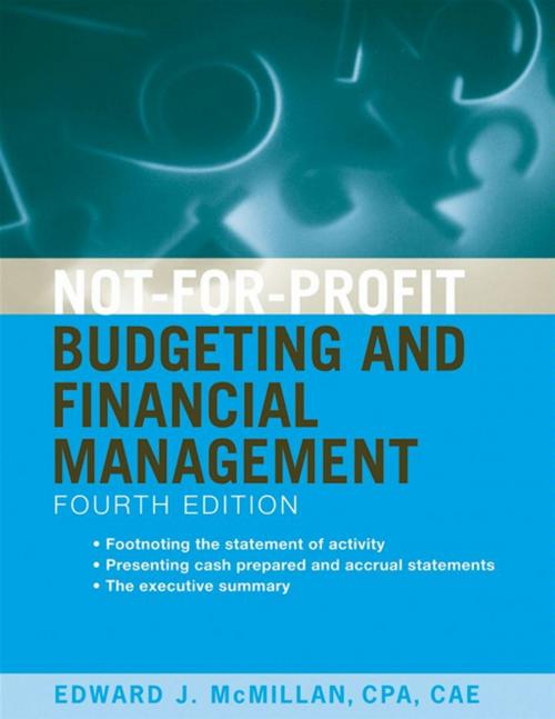 Cover of the book Not-for-Profit Budgeting and Financial Management by Edward J. McMillan, Wiley