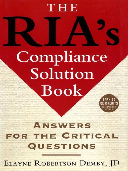 Cover of the book The RIA's Compliance Solution Book by Elayne Robertson Demby, Wiley