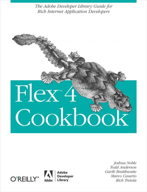 Cover of the book Flex 4 Cookbook by Joshua Noble, Todd Anderson, Garth Braithwaite, Marco Casario, Rich Tretola, O'Reilly Media