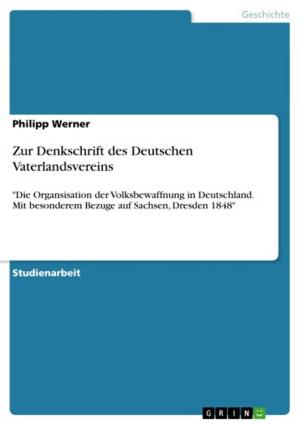 Cover of the book Zur Denkschrift des Deutschen Vaterlandsvereins by Thomas Wittmann