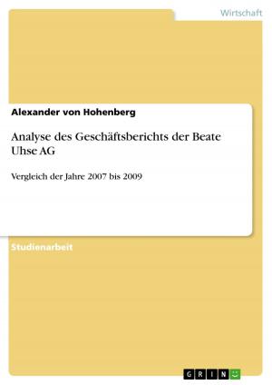 Cover of the book Analyse des Geschäftsberichts der Beate Uhse AG by Anonym