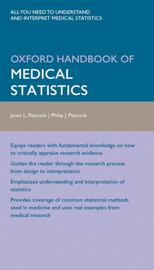 Cover of the book Oxford Handbook of Medical Statistics by Professor Janet Peacock, Dr Philip Peacock, OUP Oxford