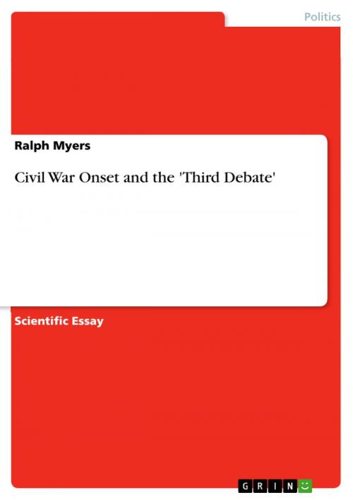 Cover of the book Civil War Onset and the 'Third Debate' by Ralph Myers, GRIN Publishing