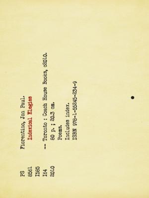 Book cover of Indexical Elegies