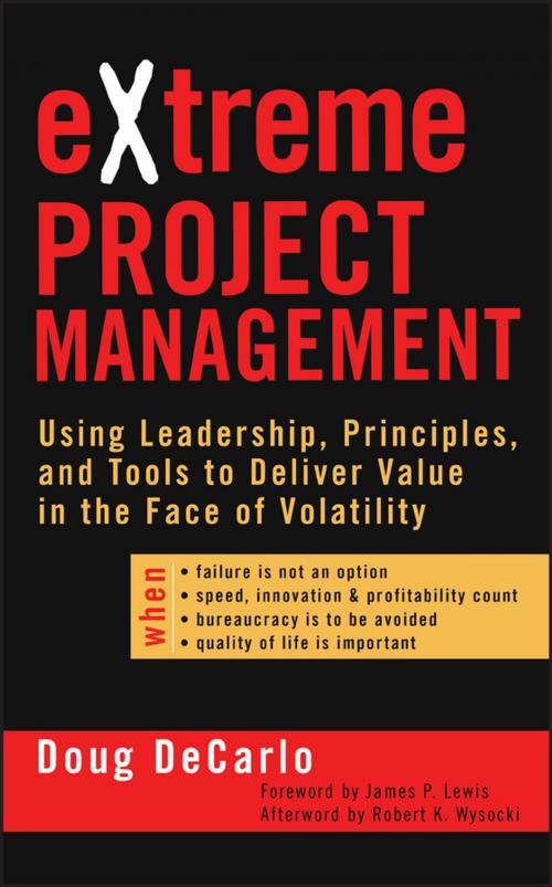 Cover of the book eXtreme Project Management by Douglas DeCarlo, Wiley