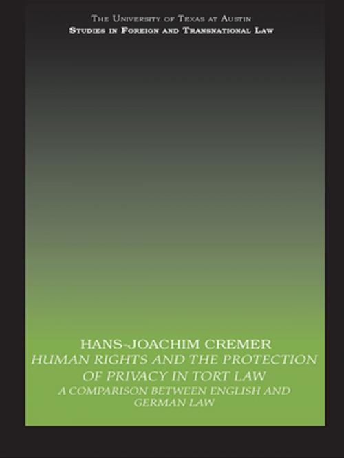 Cover of the book Human Rights and the Protection of Privacy in Tort Law by Hans-Joachim Cremer, Taylor and Francis