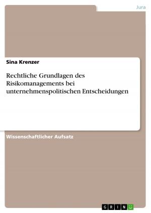 Cover of the book Rechtliche Grundlagen des Risikomanagements bei unternehmenspolitischen Entscheidungen by Slavomir Zidarov