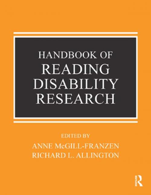 Cover of the book Handbook of Reading Disability Research by , Taylor and Francis