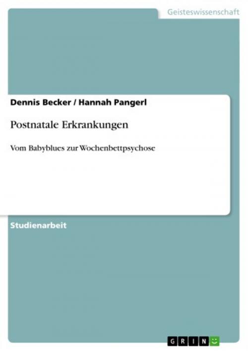 Cover of the book Postnatale Erkrankungen by Hannah Pangerl, Dennis Becker, GRIN Verlag