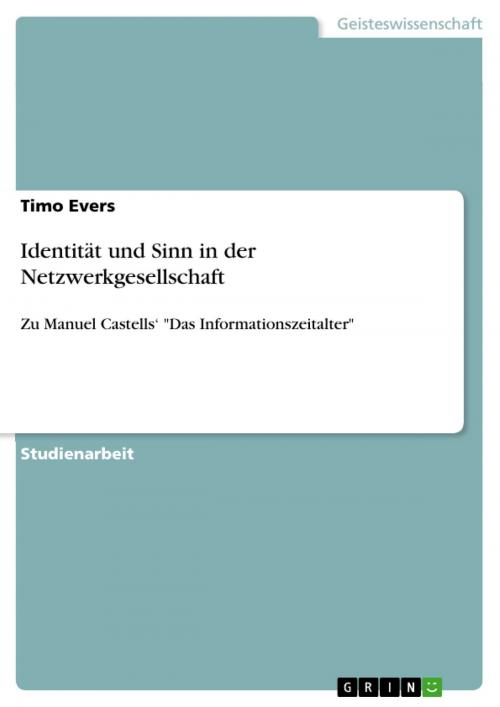 Cover of the book Identität und Sinn in der Netzwerkgesellschaft by Timo Evers, GRIN Verlag