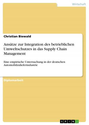 Cover of the book Ansätze zur Integration des betrieblichen Umweltschutzes in das Supply Chain Management by Antje Höfs