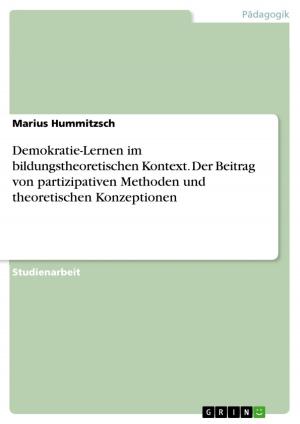 Cover of the book Demokratie-Lernen im bildungstheoretischen Kontext. Der Beitrag von partizipativen Methoden und theoretischen Konzeptionen by Julia Horn