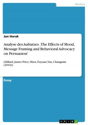 Cover of the book Analyse des Aufsatzes 'The Effects of Mood, Message Framing and Behavioral Advocacy on Persuasion' by Michael Krinzeßa