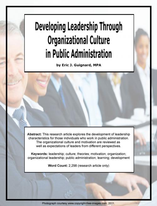 Cover of the book Developing Leadership through Organizational Culture in Public Administration by Eric J. Guignard, Eric J. Guignard