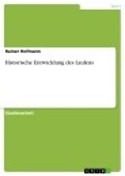 Cover of the book Historische Entwicklung des Laufens by Rainer Hofmann, GRIN Verlag