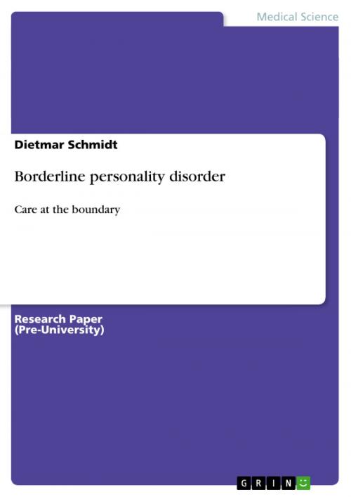 Cover of the book Borderline personality disorder by Dietmar Schmidt, GRIN Publishing