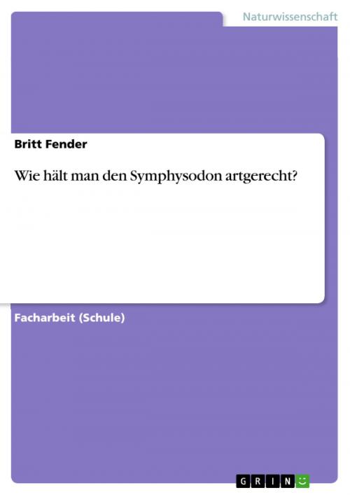 Cover of the book Wie hält man den Symphysodon artgerecht? by Britt Fender, GRIN Verlag