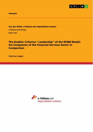 Cover of the book The Enabler Criterion 'Leadership' of the EFQM Model: Six Companies of the Financial Services Sector in Comparison by Marco De Martino