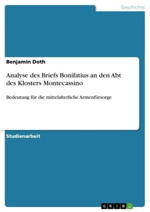 Cover of the book Analyse des Briefs Bonifatius an den Abt des Klosters Montecassino by Sophia Sharpe
