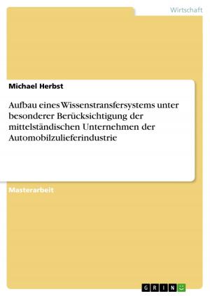 Cover of the book Aufbau eines Wissenstransfersystems unter besonderer Berücksichtigung der mittelständischen Unternehmen der Automobilzulieferindustrie by Sandra Schmidt