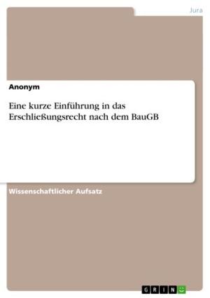 Cover of the book Eine kurze Einführung in das Erschließungsrecht nach dem BauGB by Nina Heun