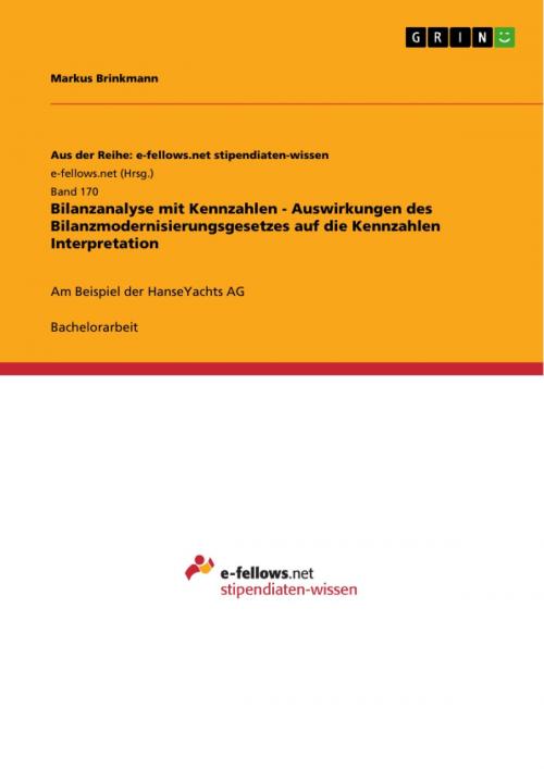 Cover of the book Bilanzanalyse mit Kennzahlen - Auswirkungen des Bilanzmodernisierungsgesetzes auf die Kennzahlen Interpretation by Markus Brinkmann, GRIN Verlag