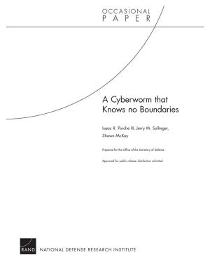 Cover of the book A Cyberworm that Knows No Boundaries by Martin C. Libicki, Lillian Ablon, Tim Webb