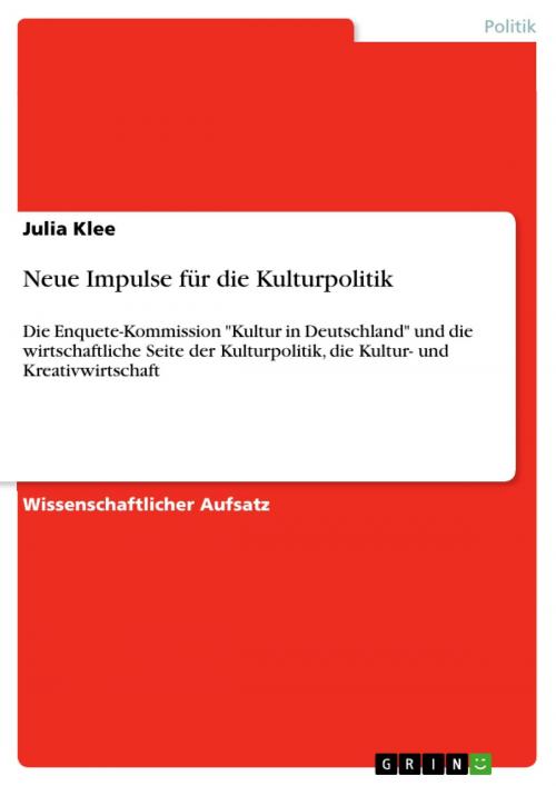 Cover of the book Neue Impulse für die Kulturpolitik by Julia Klee, GRIN Verlag