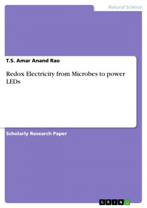 Cover of the book Redox Electricity from Microbes to power LEDs by T.S. Amar Anand Rao, GRIN Publishing