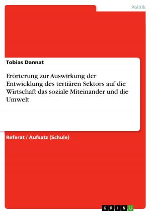 Cover of the book Erörterung zur Auswirkung der Entwicklung des tertiären Sektors auf die Wirtschaft das soziale Miteinander und die Umwelt by Christian Albers