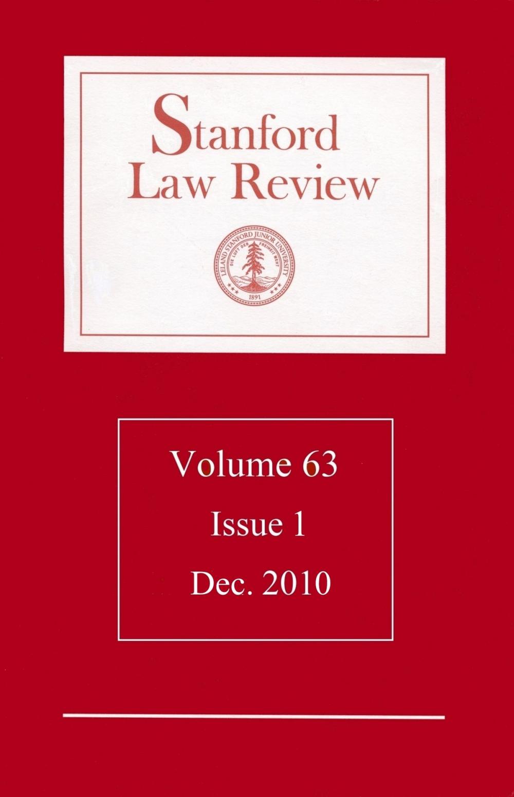 Big bigCover of Stanford Law Review: Volume 63, Issue 1 - December 2010