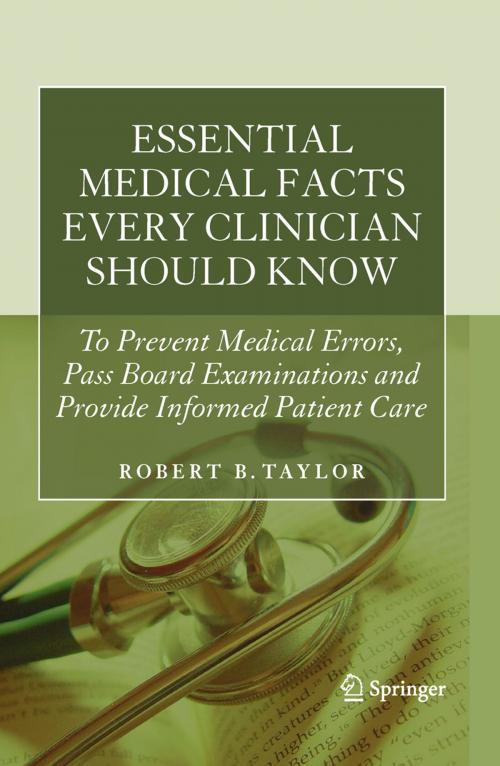 Cover of the book Essential Medical Facts Every Clinician Should Know by Robert B. Taylor, Springer New York